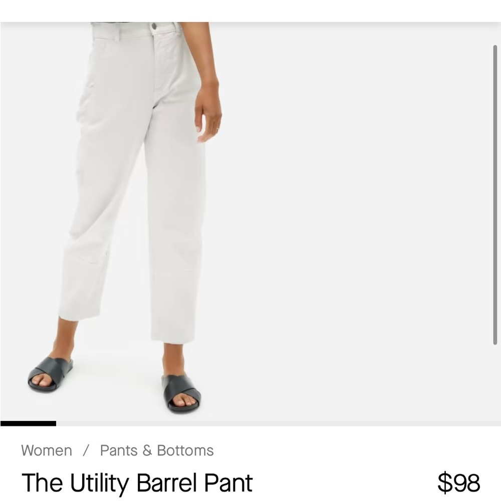Everlane | Utility Barrel Pant | White | size 8